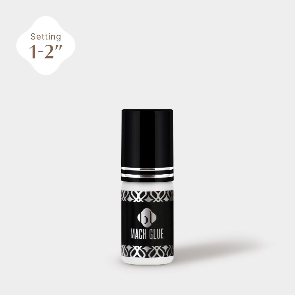 Front view of BL Mach Glue eyelash extension adhesive 5g bottle.
