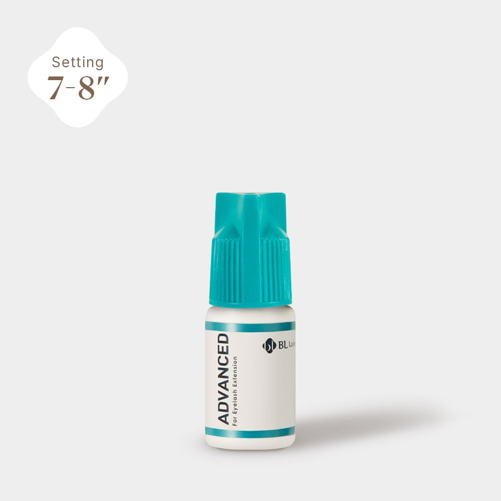 Front view of Advanced Glue eyelash extension adhesive bottle. (5g)