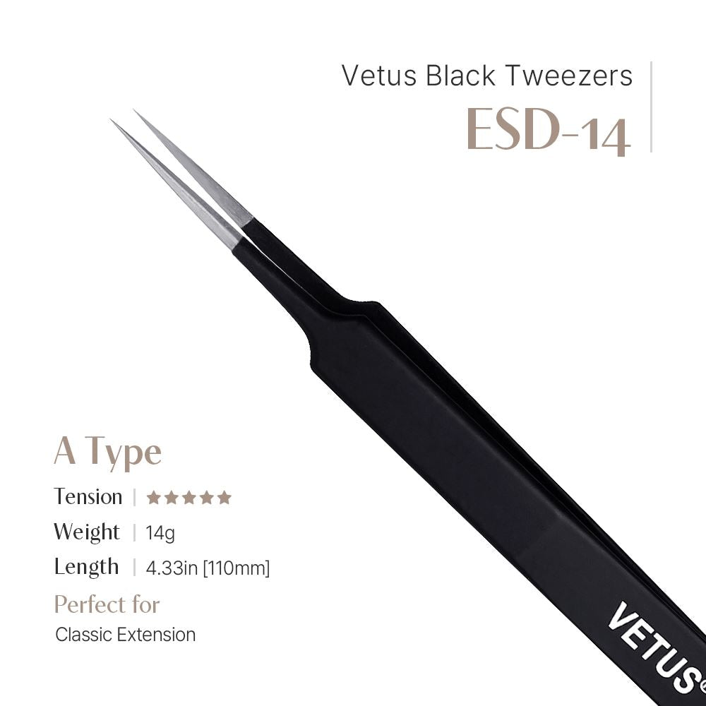 Black Vetus Tweezer - ESD-14 (A shape)