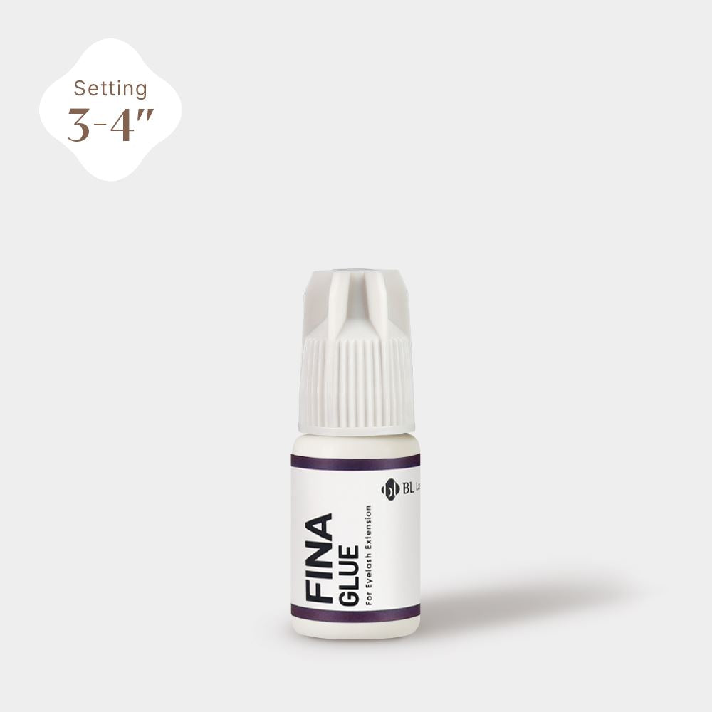 Front view of BL Lashes Fina Glue  eyelash extension adhesive bottle.(5g)