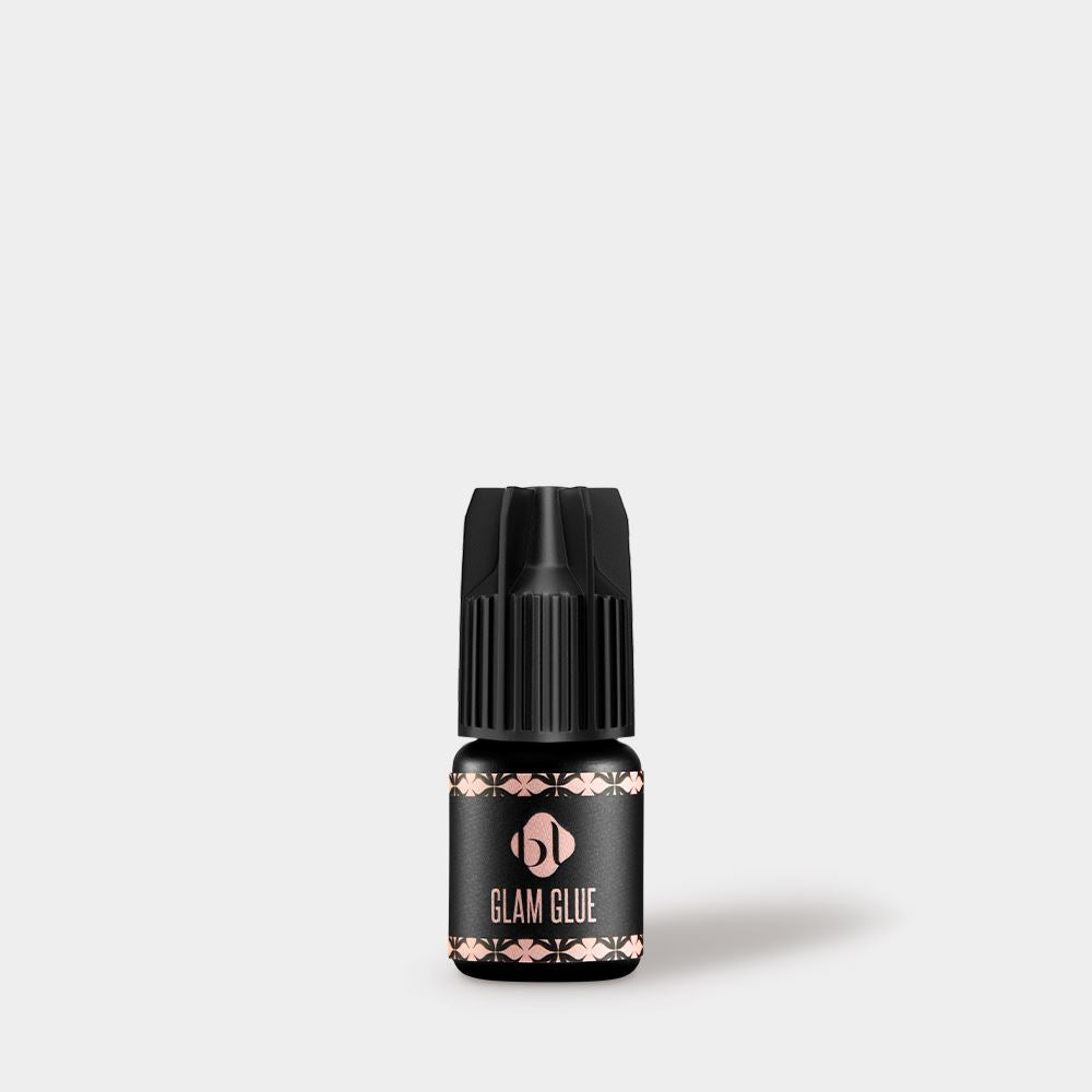 Front view of BL Glam Glue eyelash extension adhesive bottle.(3g)