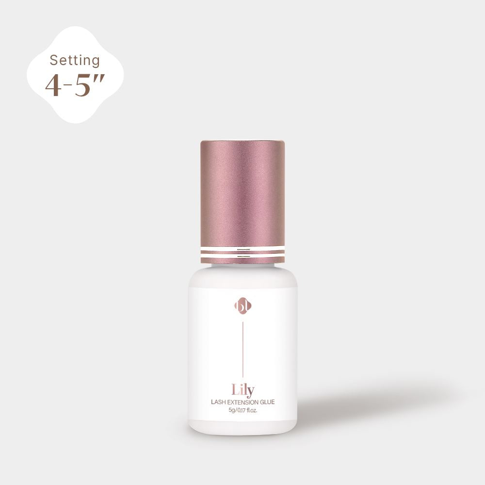 Front view of Lily Glue eyelash extension adhesive bottle. (5g)