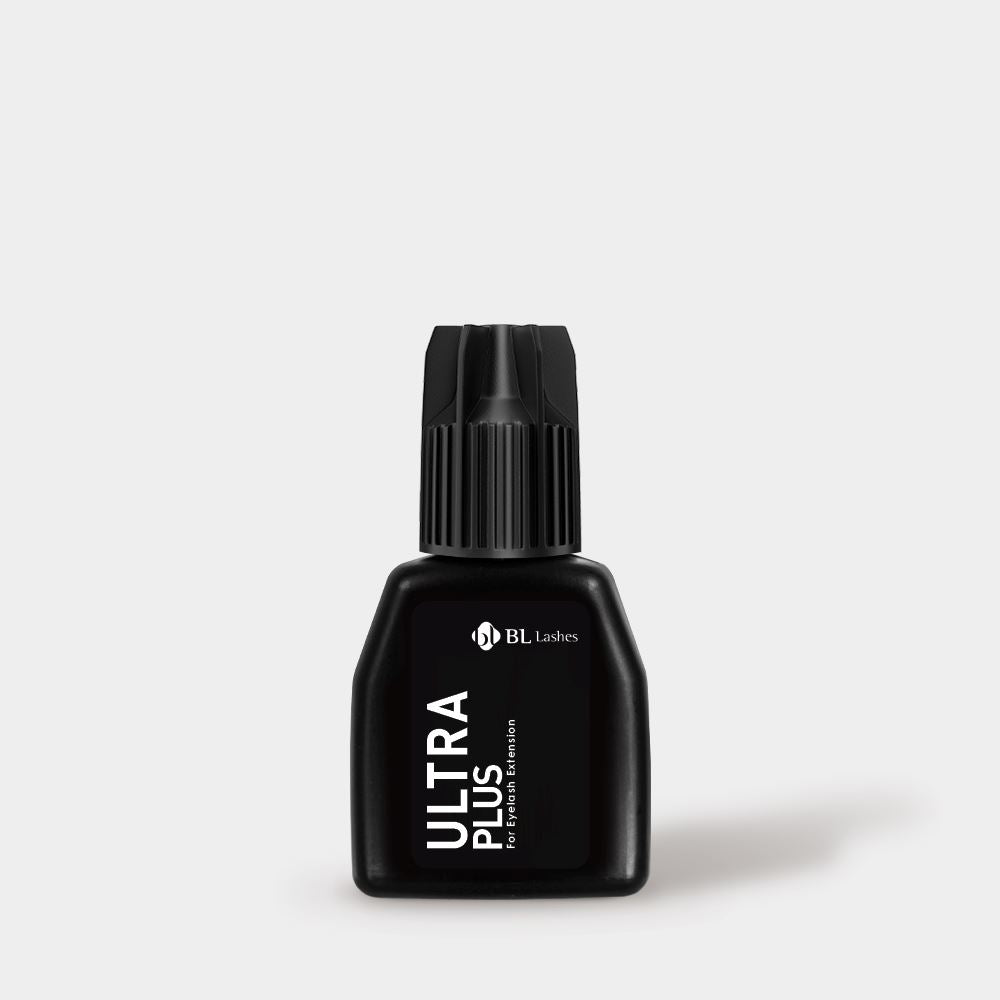 Front view of BL Lashes Ultra Plus eyelash extension adhesive bottle. (10g)