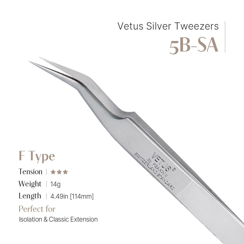 Pinzas Vetus plateadas - 5B-SA (forma de F)