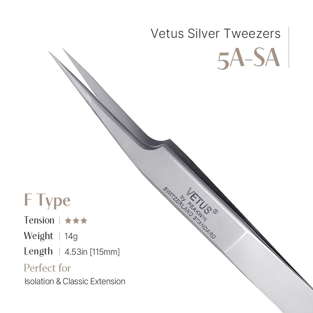 Vetus Silver Tweezers (Straight) (F shape) - US Stock